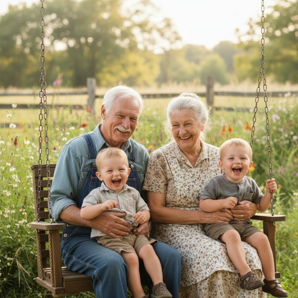 [Image de grands-parents et petits-enfants]